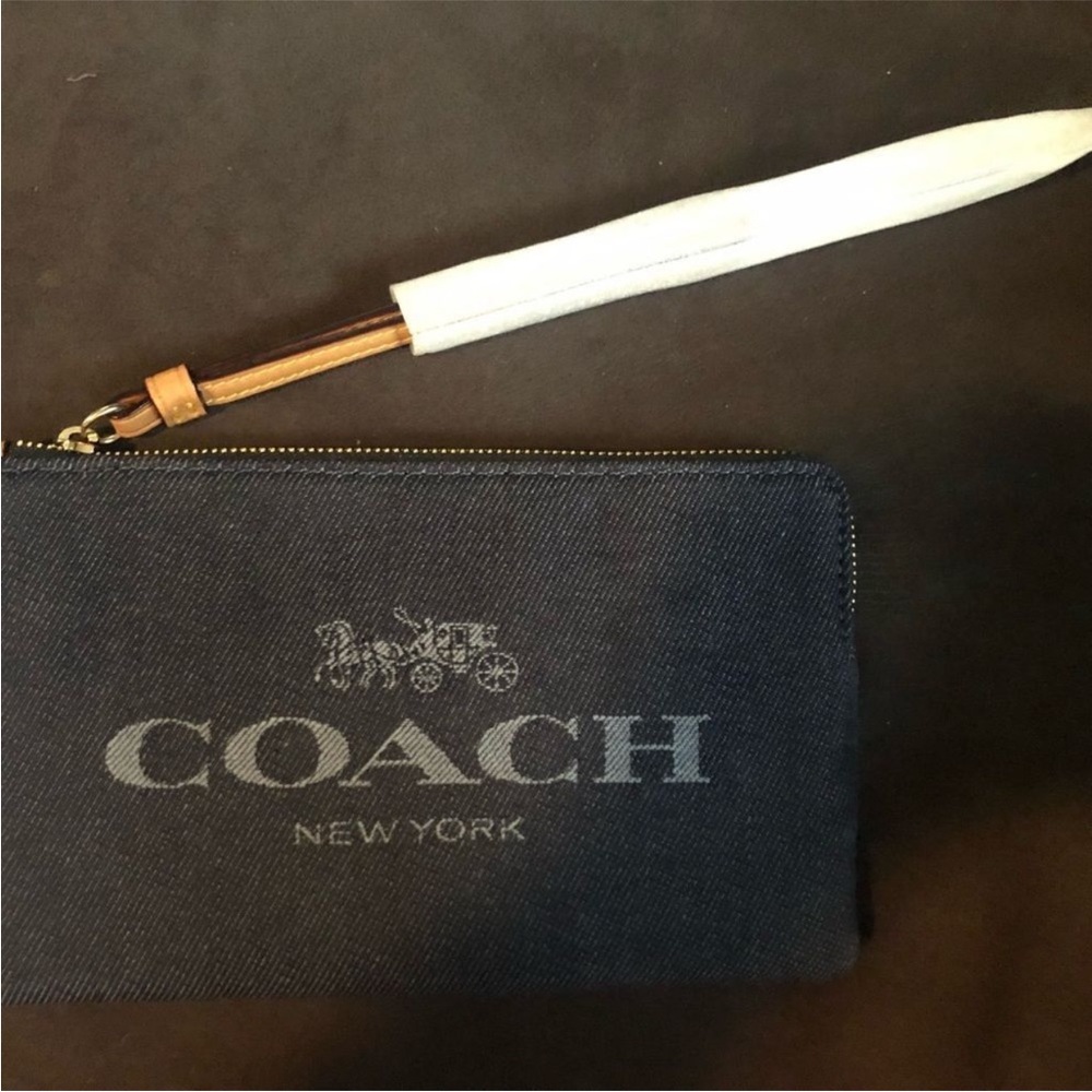 Coach Denim Corner Zip Wristlet, Large NWT